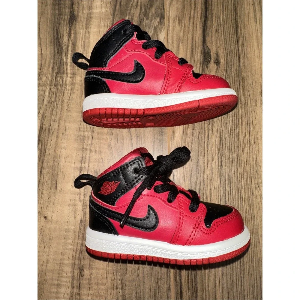 Toddler Nike Air Jordan 1 Mid Athletic Shoes 'Reverse Bred' 640735 660 - Size 4C